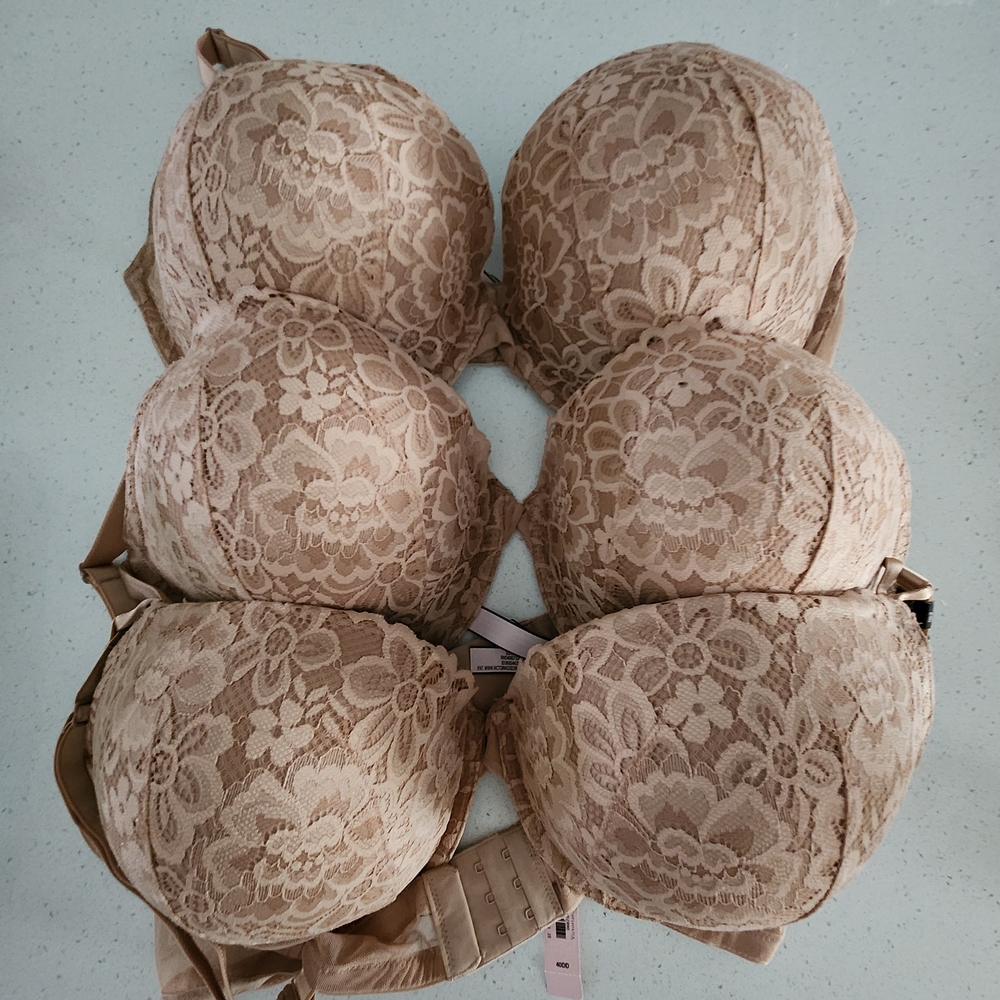 Lace Padded Bra Set - Tan